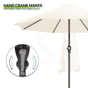 Magshion Market Umbrella 9FT Outdoor Market Patio Table Large Sun Waterproof Umbrella with Crank Lift and 8 Steel Ribs with Sturdy Pole for Garden Deck Backyard Pool