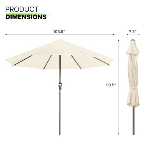 Magshion Market Umbrella 9FT Outdoor Market Patio Table Large Sun Waterproof Umbrella with Crank Lift and 8 Steel Ribs with Sturdy Pole for Garden Deck Backyard Pool