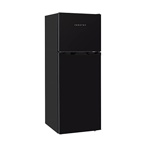 Frestec 4.7 CU' Refrigerator, Black (FR 472 BK) & Farberware Countertop Microwave 700 Watts, 0.7 cu ft - Microwave Oven With LED Lighting and Child Lock, Retro Black