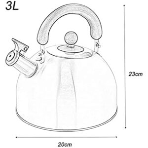 XENITE Classic Kettle Whistling Kettle for Gas Hob Stainless Steel Whistle Teapot for Stove Large-Capacity Teapot for Kettle Kitchen Ergonomic Heat-Resistant Handle Induction Hob Kettle Teapots (Colo