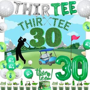 kreatwow golf 30th birthday party decorations green thir tee backdrop balloon banner cake topper golf themed cupcake toppers for golfer fans sports themed 30th birthday party supplies