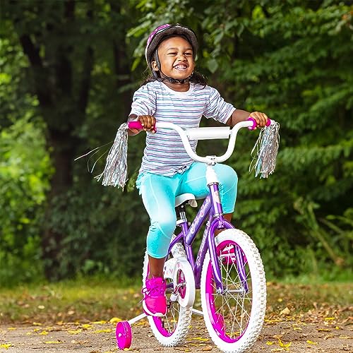 GIVIMO Kids Bike, 18 Inch Toddlers Bike with Removable Training Wheels, Adjustable Seat and Handlebar, Children's Bicycle for Girls Age 3-8 Years Old (18 Inch, Purple/White)