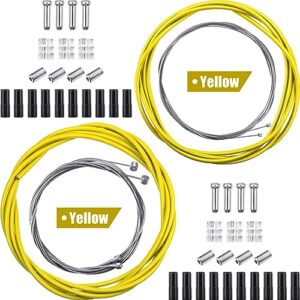 universal bicycle transmission line bicycle shift derailleur cable and brake cable kit for bicycle mountain road bike repair (yellow)
