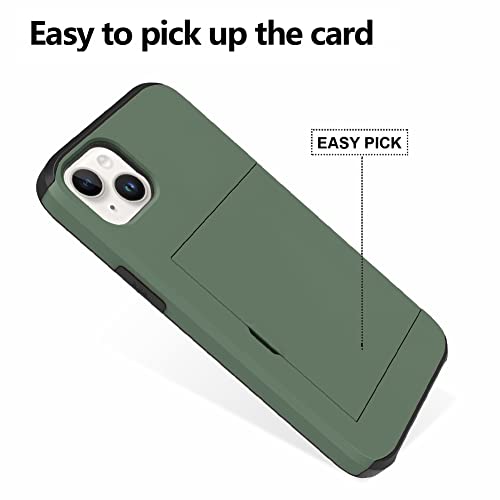 ZIYE for iPhone 13 Mini Case with Card Holder,for iPhone 13 Mini Wallet Case Anti-Scratch Dual Layer Hidden Pocket Phone Case Shockproof Cover Compatible with for iPhone 13 Mini 5G-Green