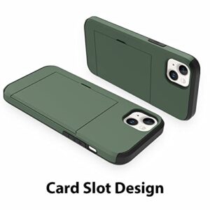 ZIYE for iPhone 13 Mini Case with Card Holder,for iPhone 13 Mini Wallet Case Anti-Scratch Dual Layer Hidden Pocket Phone Case Shockproof Cover Compatible with for iPhone 13 Mini 5G-Green