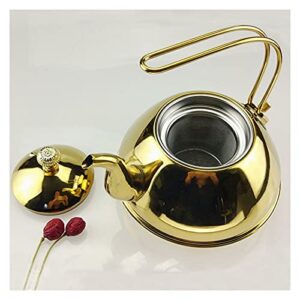 xenite tea kettle teapot silver/gold tea kettle stainless steel kettle hotel tea pot with filter restaurant gas stove induction cooker tea kettle 1.5l tea kettle teapots (color : 1.5l gold)