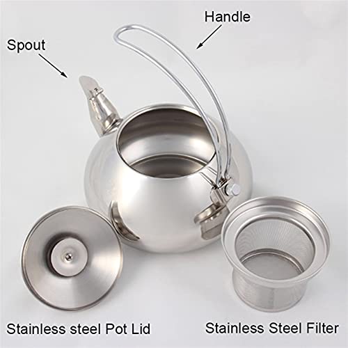 XENITE Tea Kettle Teapot Silver/Gold Tea Kettle Stainless Steel Kettle Hotel Tea Pot with Filter Restaurant Gas Stove Induction Cooker Tea Kettle 1.5L Tea Kettle Teapots (Color : 1.5l Gold)