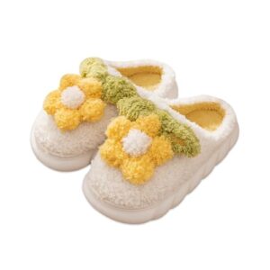 heiomwf plush flowers slippers cute fuzzy slippers non-skid winter warm cozy house slippers indoor outdoor slippers for women men's