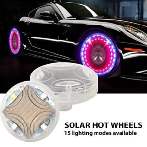 4Pcs Solar Powered Car Wheel Tyre Valve Caps Light, LED Car Wheel Hub Tire Valve Cap Light Lamp Features Solar Chargin Efficient and Environmentally Friendly