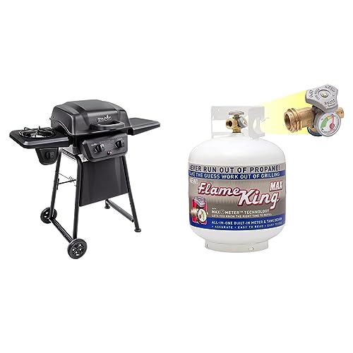 Char-Broil Classic 280 2-Burner Liquid Propane Gas Grill with Side Burner & Flame King YSN230b 20 Pound Steel Propane Tank Cylinder with OPD Valve and Built-in Gauge, 20 lb Vertical