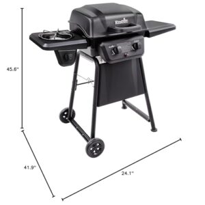 Char-Broil Classic 280 2-Burner Liquid Propane Gas Grill with Side Burner & Flame King YSN230b 20 Pound Steel Propane Tank Cylinder with OPD Valve and Built-in Gauge, 20 lb Vertical