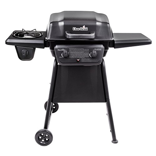 Char-Broil Classic 280 2-Burner Liquid Propane Gas Grill with Side Burner & Flame King YSN230b 20 Pound Steel Propane Tank Cylinder with OPD Valve and Built-in Gauge, 20 lb Vertical