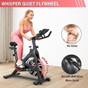 LABODI Stationary Cycling Bike, Indoor Exercise Bike with LCD Monitor, 35LBS Heavy Flywheel & Comfortable Seat, Perfect Cycle Bike for Home Gym Workout (Black Red)