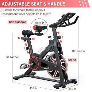 LABODI Stationary Cycling Bike, Indoor Exercise Bike with LCD Monitor, 35LBS Heavy Flywheel & Comfortable Seat, Perfect Cycle Bike for Home Gym Workout (Black Red)
