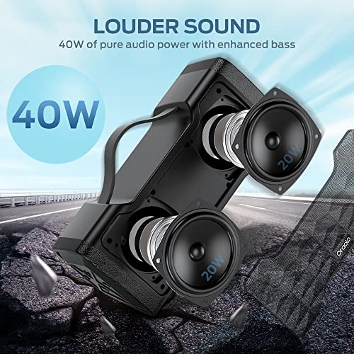 Oraolo Loud Bluetooth Speaker - Upgrade 40W Wireless Portable Large Speaker Stereo Sound, IPX6 Waterproof, Support USB/AUX Input, Built-in Mic for Home Party Outdoor