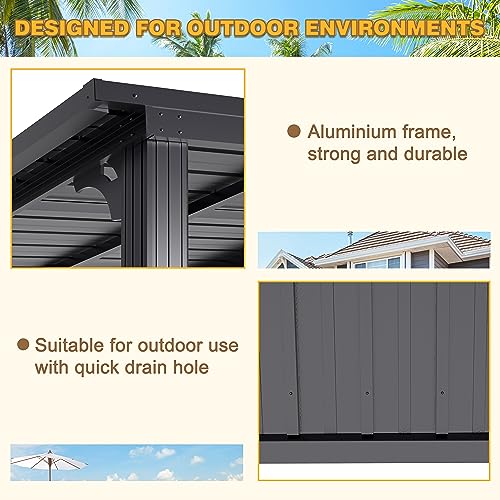 VEIKOU 14' x 10' Wall Mounted Gazebo Hardtop, Gazebos on Clearance with Aluminum Frame, Wall Pergola w/Heavy-Duty Galvanized Roof & Drain System, Black