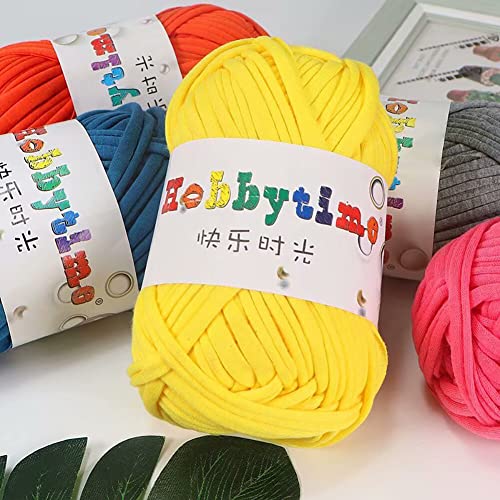 T-Shirt Yarn for Crocheting Beginners Solid Color Knitting Crochet Yarn Super Bulky T-Shirt Yarn for Crocheting Bags Blankets Cushion Stuffed Animals DIY Handmade Projects, 100g x 2 Balls