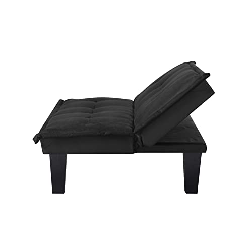 ERYE Modern Cozy Futon Soft Upholstery Loveseat, 2 Seaters Sofa Convertible to Sleeper Couch Bed for Apartment Office Small Space Living Room Furniture Sets Sofabed, Black