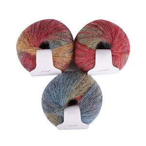 mohair yarn for knitting & crocheting, 3 skeins gradient multi color wool yarn soft fuzzy mohair knitting yarn for crochet baby clothes hats sweater scarf, 30g/skein
