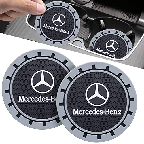 Tinemin Car Cup Coaster, 2PCS Universal Non-Slip Cup Holders, Compatible with Mercedes Benz Series Car Cup Holder Coasters，Car Drink Coaster Holder Accessory, Black