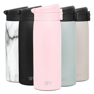 simple modern insulated thermos travel coffee mug with snap flip lid | leakproof reusable stainless steel tumbler cup | gifts for women men him her | kona collection | 16oz | blush