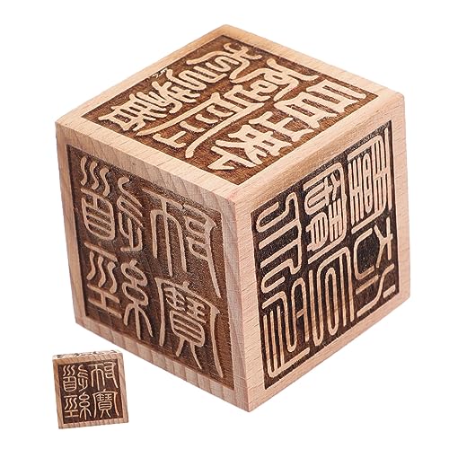 SEWACC Wooden Six Sided Seal Home Goods Decor Desktop Decor Wooden Stamps Wooden Seal Stamp Tabletop Chinese Seal Decorative Buddha Sturdy Buddha Stamp Reusable Buddha Stamp Chinese Stamp