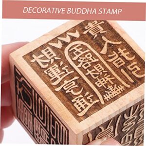 SEWACC Wooden Six Sided Seal Home Goods Decor Desktop Decor Wooden Stamps Wooden Seal Stamp Tabletop Chinese Seal Decorative Buddha Sturdy Buddha Stamp Reusable Buddha Stamp Chinese Stamp
