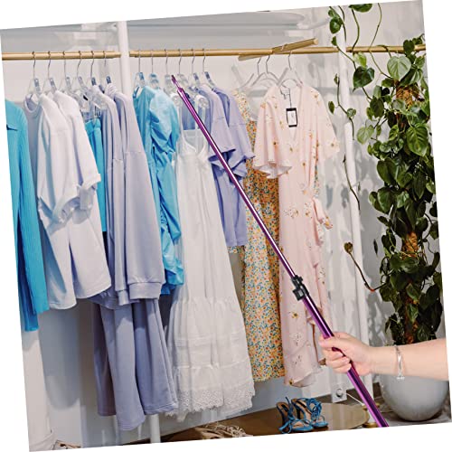 Cabilock 3pcs Telescopic Clothes Rail Coat Hooks Heavy Duty Telescoping Walking Stick Retractable Clothes Line Hotel Clothesline Pole Dorm Room Outdoor Clothesline Stainless Steel Purple