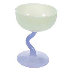 NOLITOY 3pcs Yogurt Fancy Party Sundae Dish Trifle Birthday Champagne Parfait Cereal Salad Wedding Cream Bowls Dessert Pudding Glass Condiment Blue Cup Home Decorative Footed Wine