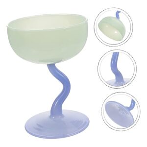 NOLITOY 3pcs Yogurt Fancy Party Sundae Dish Trifle Birthday Champagne Parfait Cereal Salad Wedding Cream Bowls Dessert Pudding Glass Condiment Blue Cup Home Decorative Footed Wine