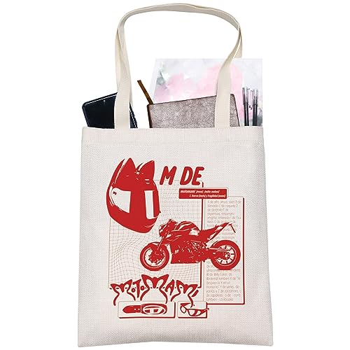 LEVLO Motomami Canvas Tote Bag Singer Song Inspired Gift Latin Music Album Shoulder Bag For Singer Fans (Motomami Tote)