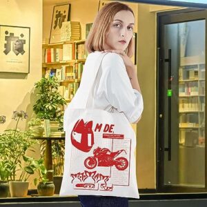 LEVLO Motomami Canvas Tote Bag Singer Song Inspired Gift Latin Music Album Shoulder Bag For Singer Fans (Motomami Tote)