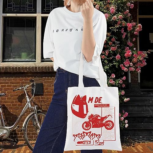 LEVLO Motomami Canvas Tote Bag Singer Song Inspired Gift Latin Music Album Shoulder Bag For Singer Fans (Motomami Tote)