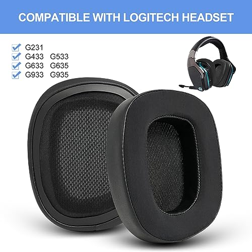 Replacement Ear Pads for Logitech G533 G633 G935, GVOEARS Cooling Gel Ear Cushions for Logitech G231 G433 G533 G633 G635 G933 G935 Gaming Headphones with Thick and Soft Foam (Black)