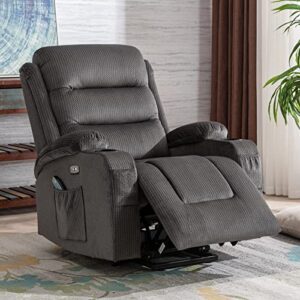 consofa lift chair, lift chairs recliners for elderly, lift chair with massage and heat, power lift chair with usb port, 2 cup holders, 4 pockets, fabric (brown)