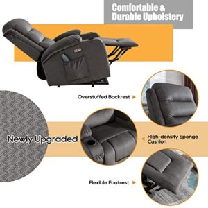 Consofa Lift Chair, Lift Chairs Recliners for Elderly, Lift Chair with Massage and Heat, Power Lift Chair with USB Port, 2 Cup Holders, 4 Pockets, Fabric (Brown)