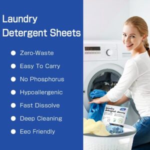 Soulink Laundry Detergent Sheets Up to 80 Loads, Eco Friendly Detergent Strips for Travel & Home - No Plastic Jug Soap sheets, Plant-based, Hypoallergenic. Safe for Sensitive Skin (Fresh Linen)