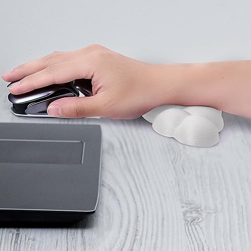 TIESOME Cloud Wrist Rest for Mouse, Memory Foam Wrist Cushion Ergonomic Palm Rest Pain Relief Mouse Wrist Support Pad with Anti-Skid Base for Office School Home Laptop&Computer Mouse(White)