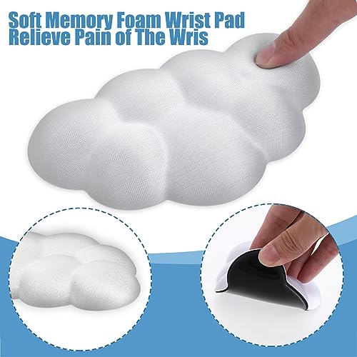 TIESOME Cloud Wrist Rest for Mouse, Memory Foam Wrist Cushion Ergonomic Palm Rest Pain Relief Mouse Wrist Support Pad with Anti-Skid Base for Office School Home Laptop&Computer Mouse(White)