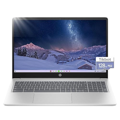 HP Chromebook 2023 New Laptop - Google Chrome - 8GB RAM 64GB eMMC 128G SD Card - 15.6inch FHD IPS Display - Intel Processor N200 - Numeric Keyboard - WiFi 6 - USB-C - Fast Charge