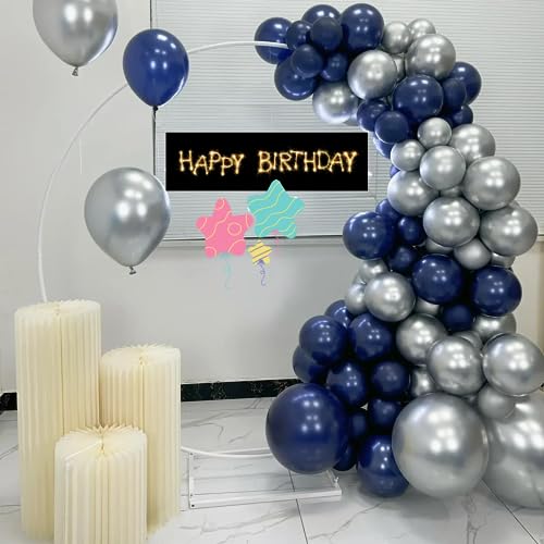 Royal Blue and Silver Balloon Garland Kit, 108pcs Blue and Silver ...