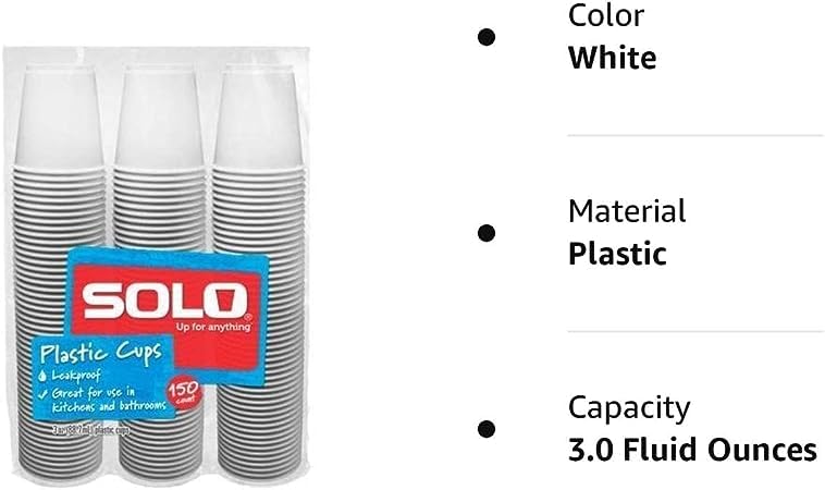 Solo 3-Ounce Plastic Bathroom Cups, 150-Count Package - Pack of 2 (300 ct in total)