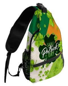 prime leader sling bag crossbody sling backpack st. patrick's day clover waterproof chest bag daypack shoulder bag for hiking walking travel