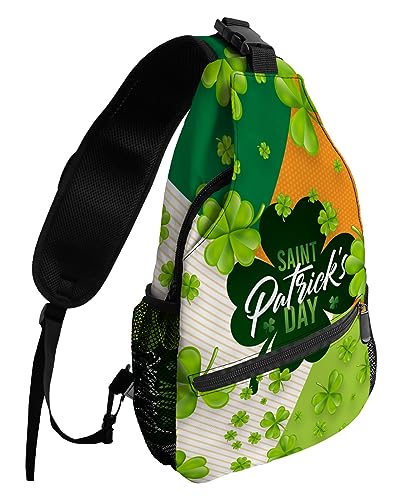 Prime Leader Sling Bag Crossbody Sling Backpack St. Patrick'S Day Clover Waterproof Chest Bag Daypack Shoulder Bag for Hiking Walking Travel