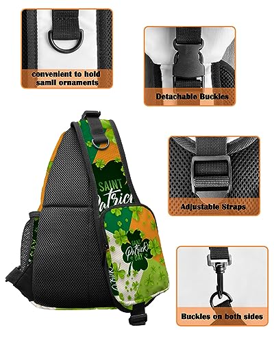 Prime Leader Sling Bag Crossbody Sling Backpack St. Patrick'S Day Clover Waterproof Chest Bag Daypack Shoulder Bag for Hiking Walking Travel