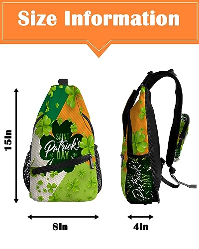 Prime Leader Sling Bag Crossbody Sling Backpack St. Patrick'S Day Clover Waterproof Chest Bag Daypack Shoulder Bag for Hiking Walking Travel