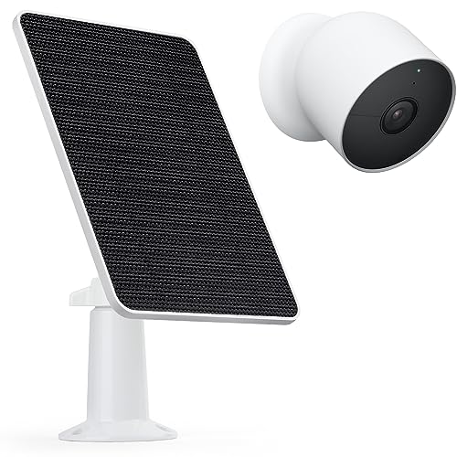 UYODM Upgrade 3W Solar Panel Compatible with Google Nest Cam Outdoor or Indoor, Battery, IP67 Weatherproof & 11.5ft Power Cable Keep Your Google Nest Cam Home Security Camera Continuously Record