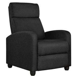 yaheetech home theater seating fabric recliner chair modern single living room reclining sofa with pocket spring black