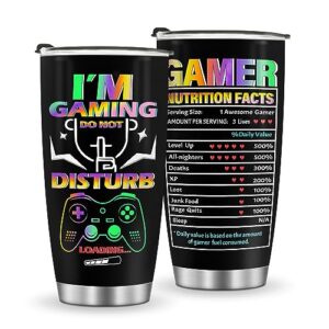 jekeno mug tumbler gifts for boys - gamer gaming gamepad presents for kids boys teen son birthday halloween christmas game controller cup for husband father dad coffee tumbler 20oz stainless steel