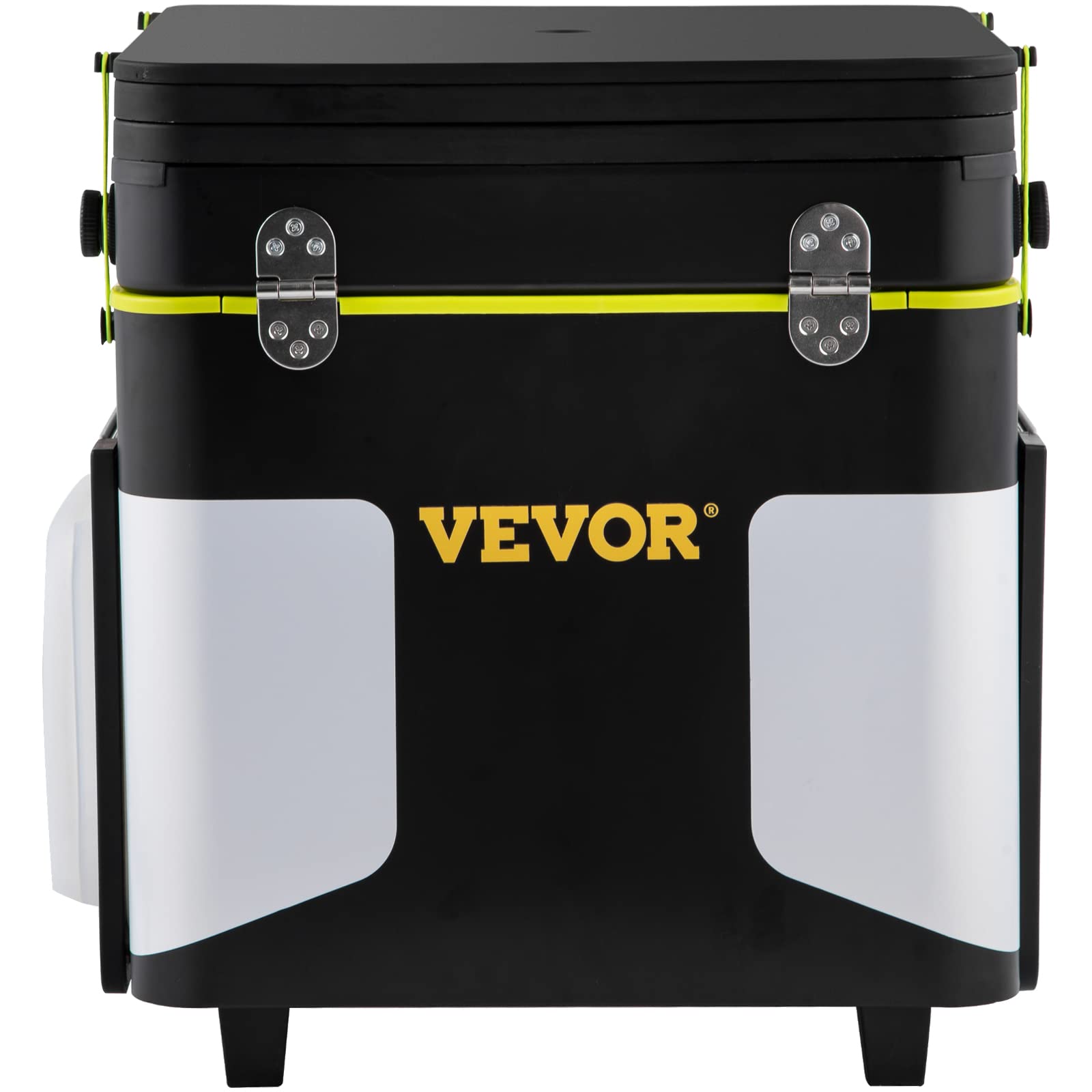 VEVOR Camping Kitchen, Outdoor Cooking Station Multifunctional Integrated Box with Wheels & Windproof Stove Portable Folding Tables Storage Organizer, for Picnic BBQ Beach Traveling, Black